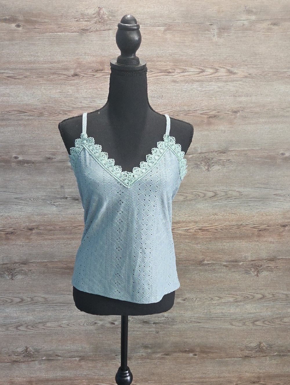 Light Blue Lace-Trim Camisole Tank Top